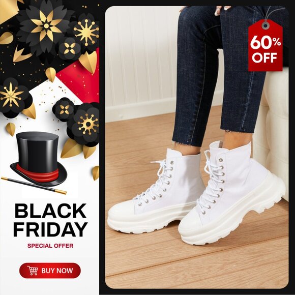 💣Berness Stick To It White Hi-Top Platform Lace-Up Sneakers | Size 10 - Picture 1 of 9